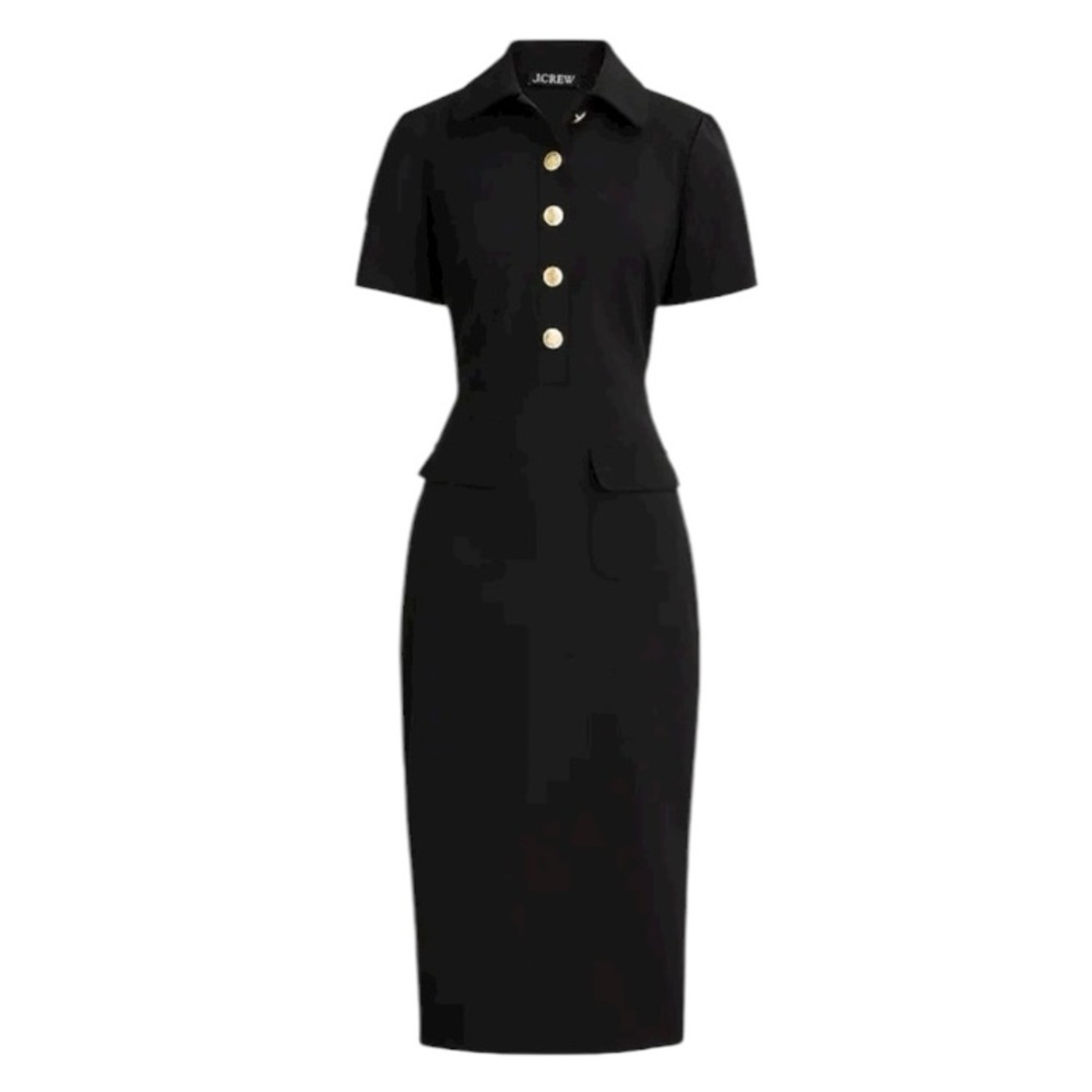 NWT J.Crew Collared Sheath Dress in Bi-Stretch Wool Blend Feminine Spring Summer - Picture 2 of 6